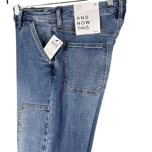 NWT And Now This Womens US 10 Utility Denim Jeans High Rise Straight Leg Skater - Picture 7 of 13